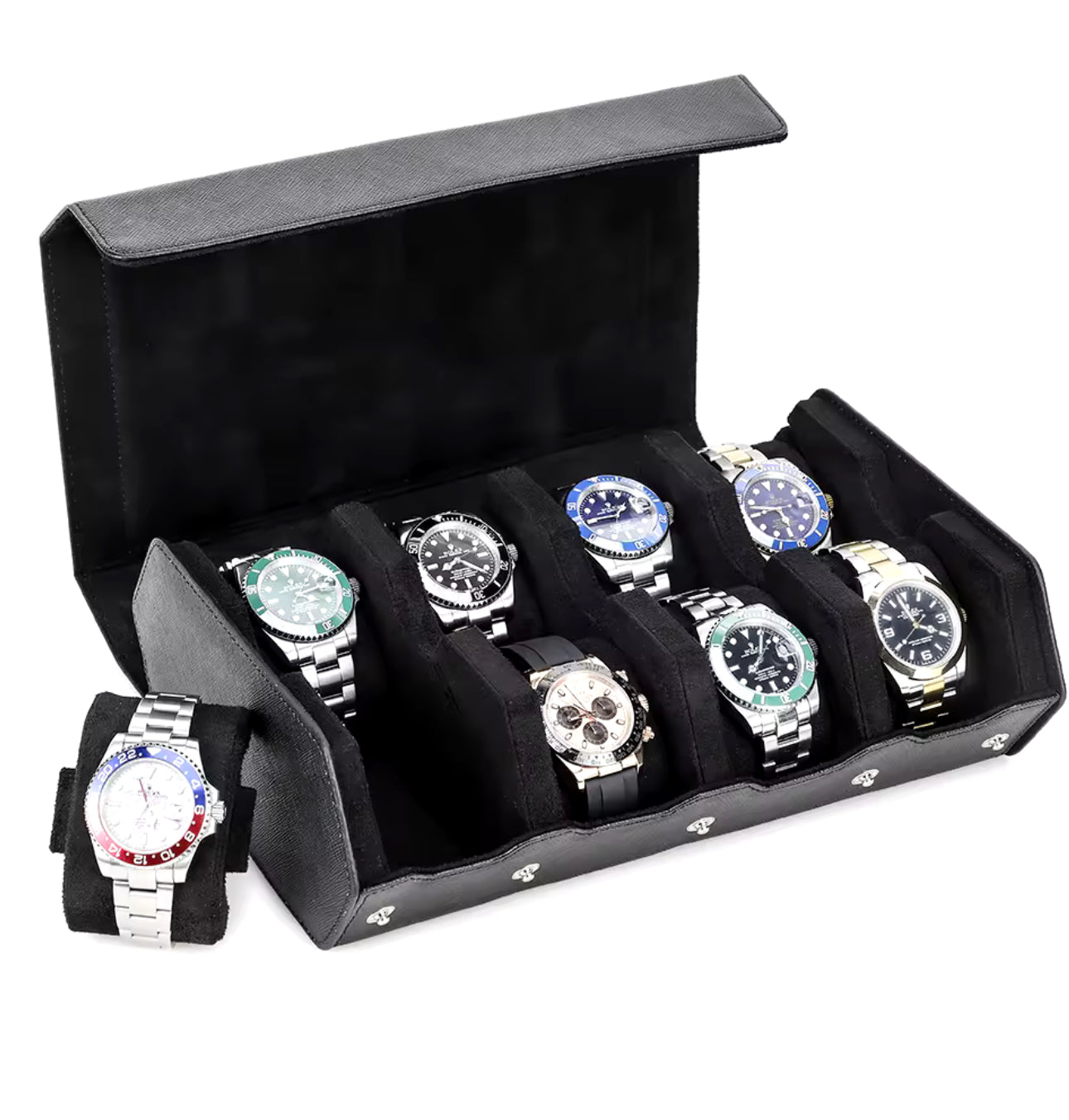 Genuine Leather Watch Roll 8 Slots