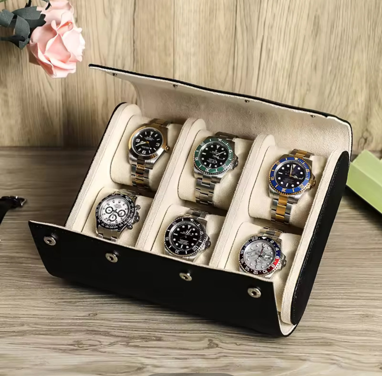 Genuine Leather Watch Roll 8 Slots