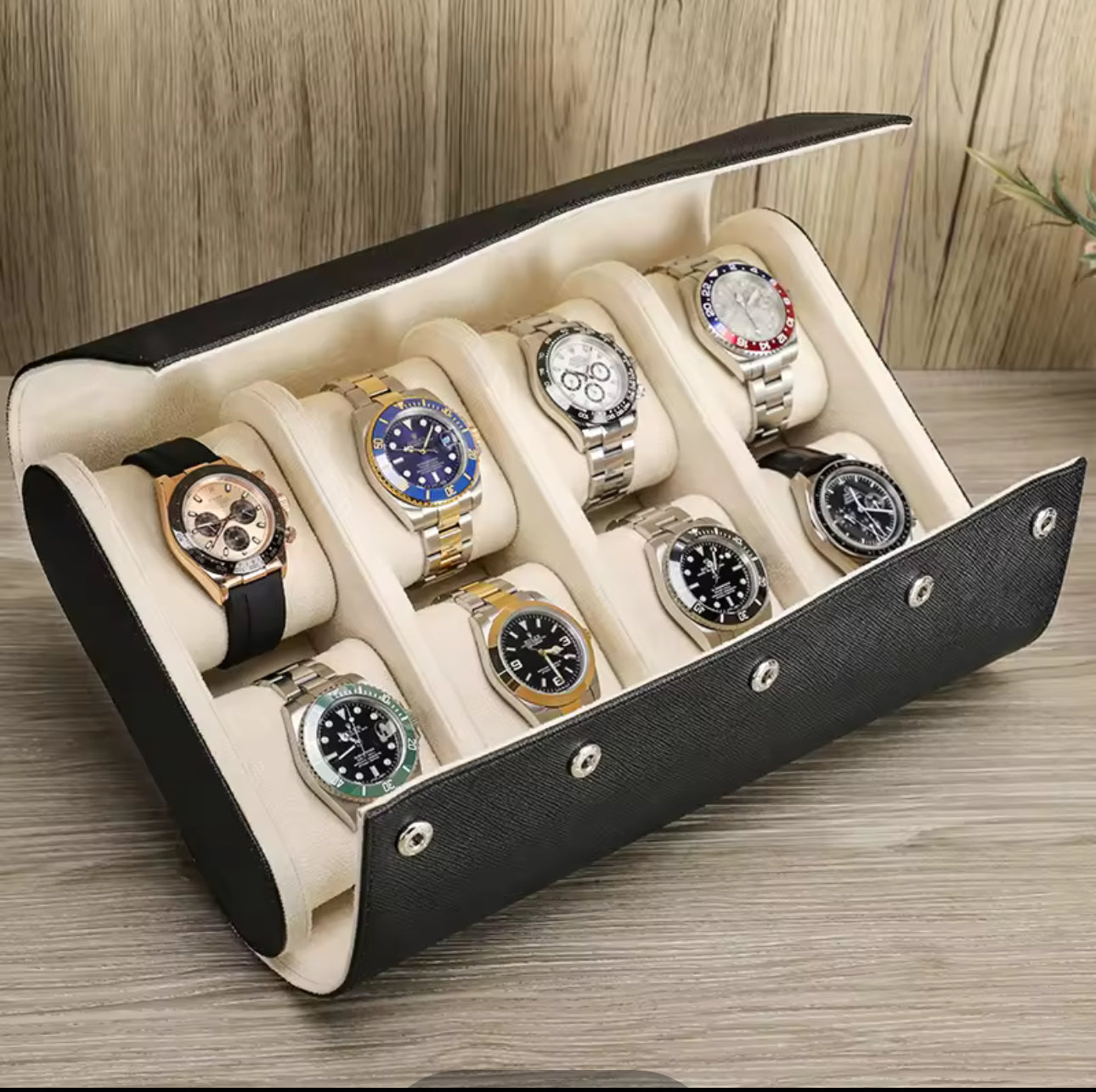 Genuine Leather Watch Roll 8 Slots