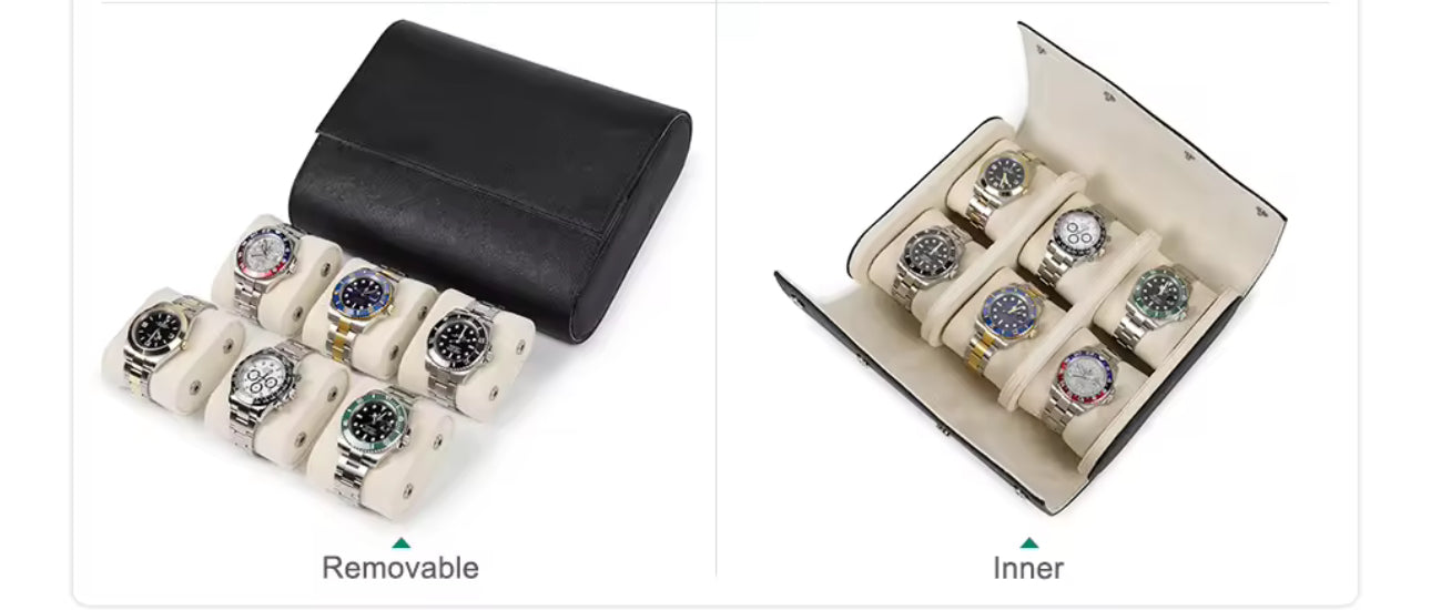 Genuine Leather Watch Roll 8 Slots