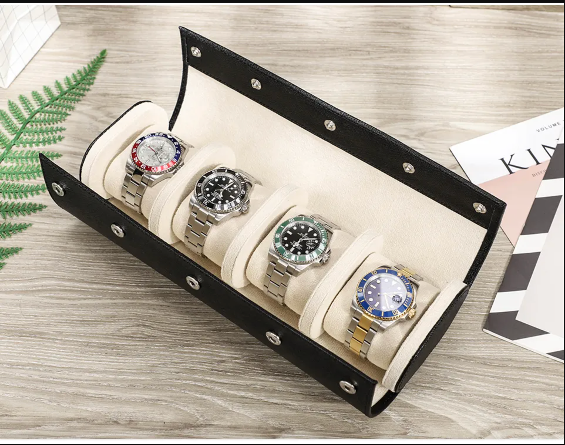 4 Slots Watch Roll Holder