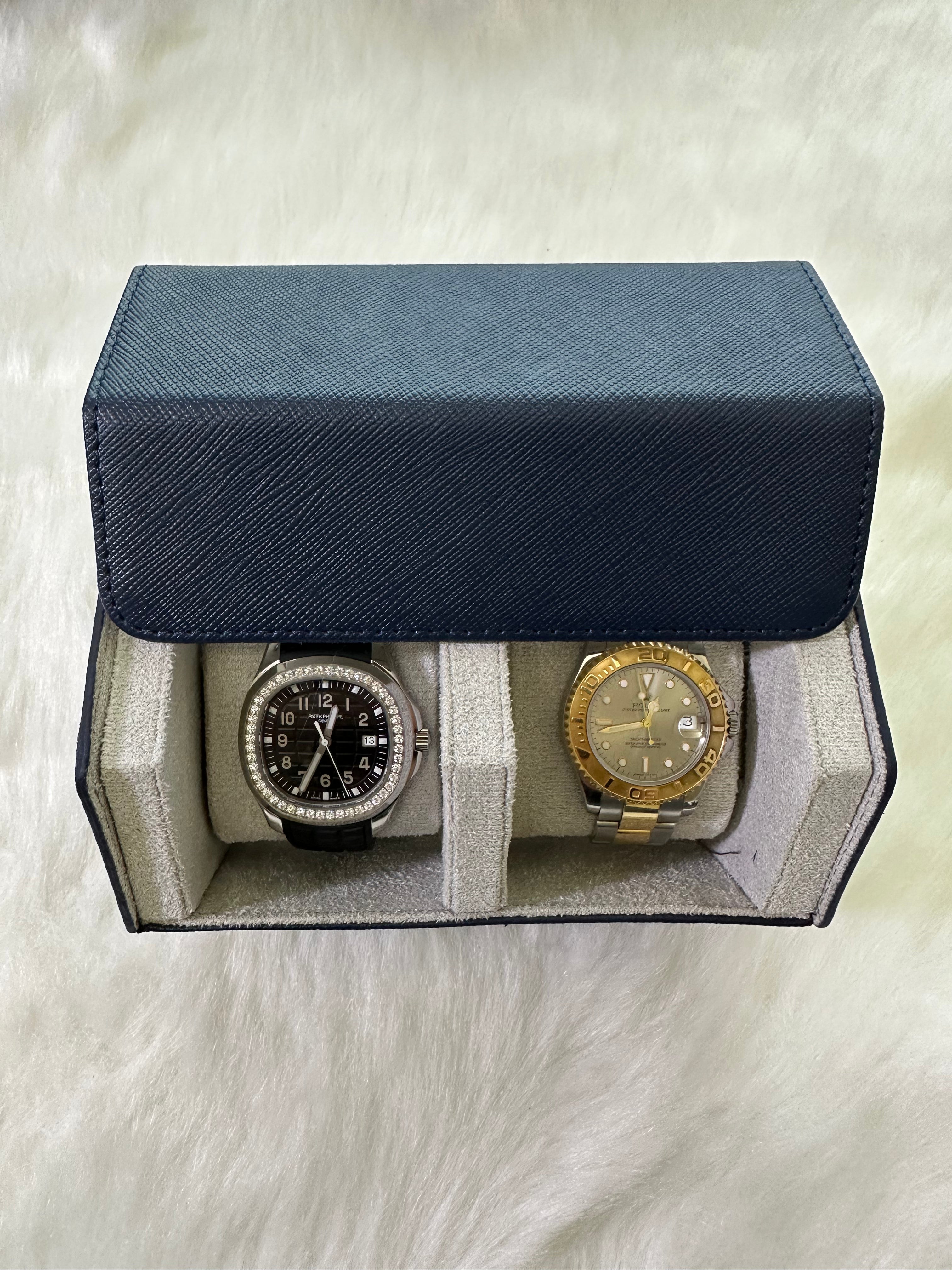 Monogrammed 2-Slot Watch Roll