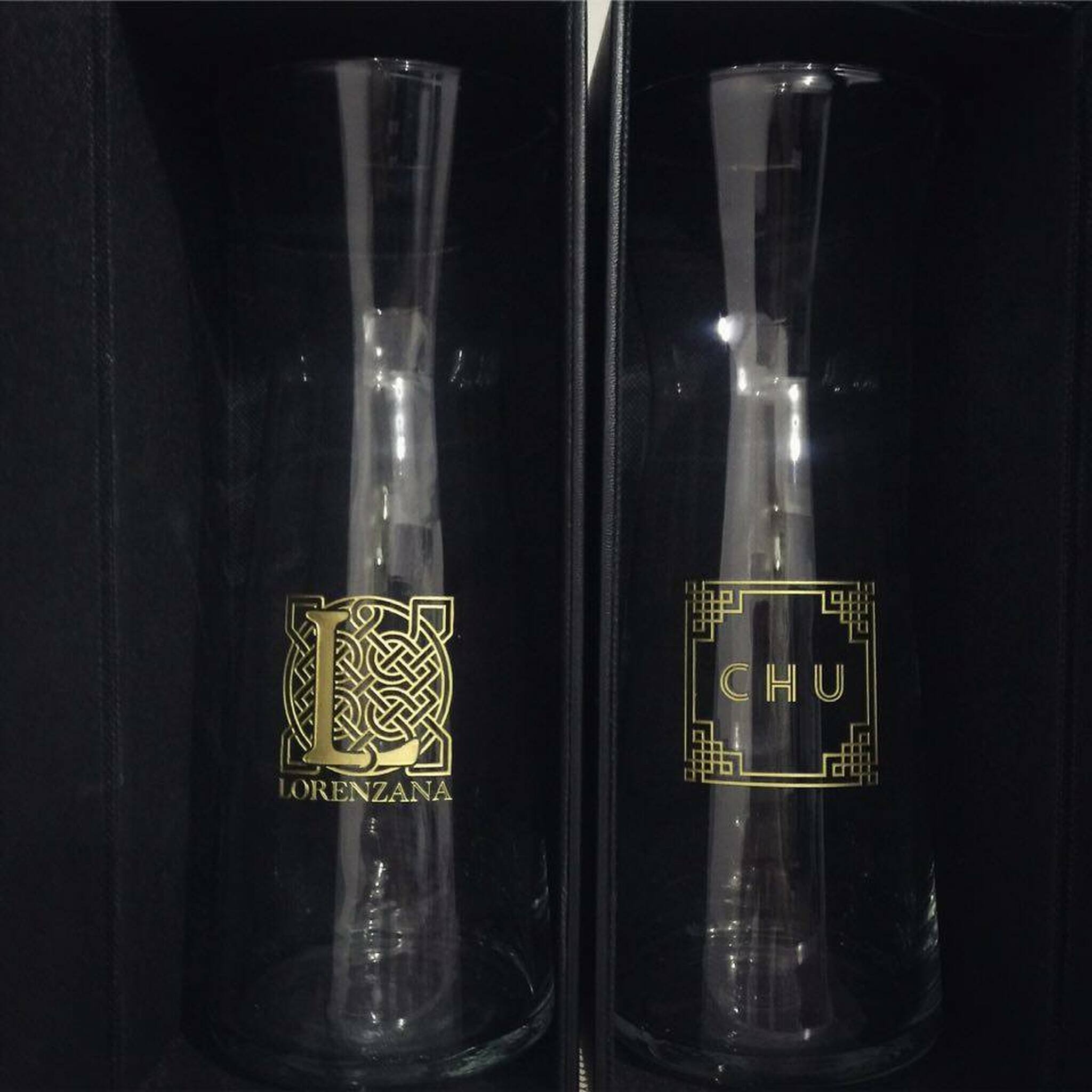 Carafe with Leather-Lined Flip Top Lid Box