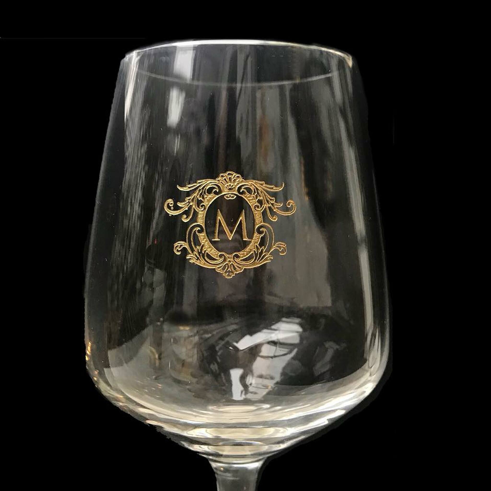 4pc White Wine Glasses 12oz with Black Leather Flip Top Lid Box