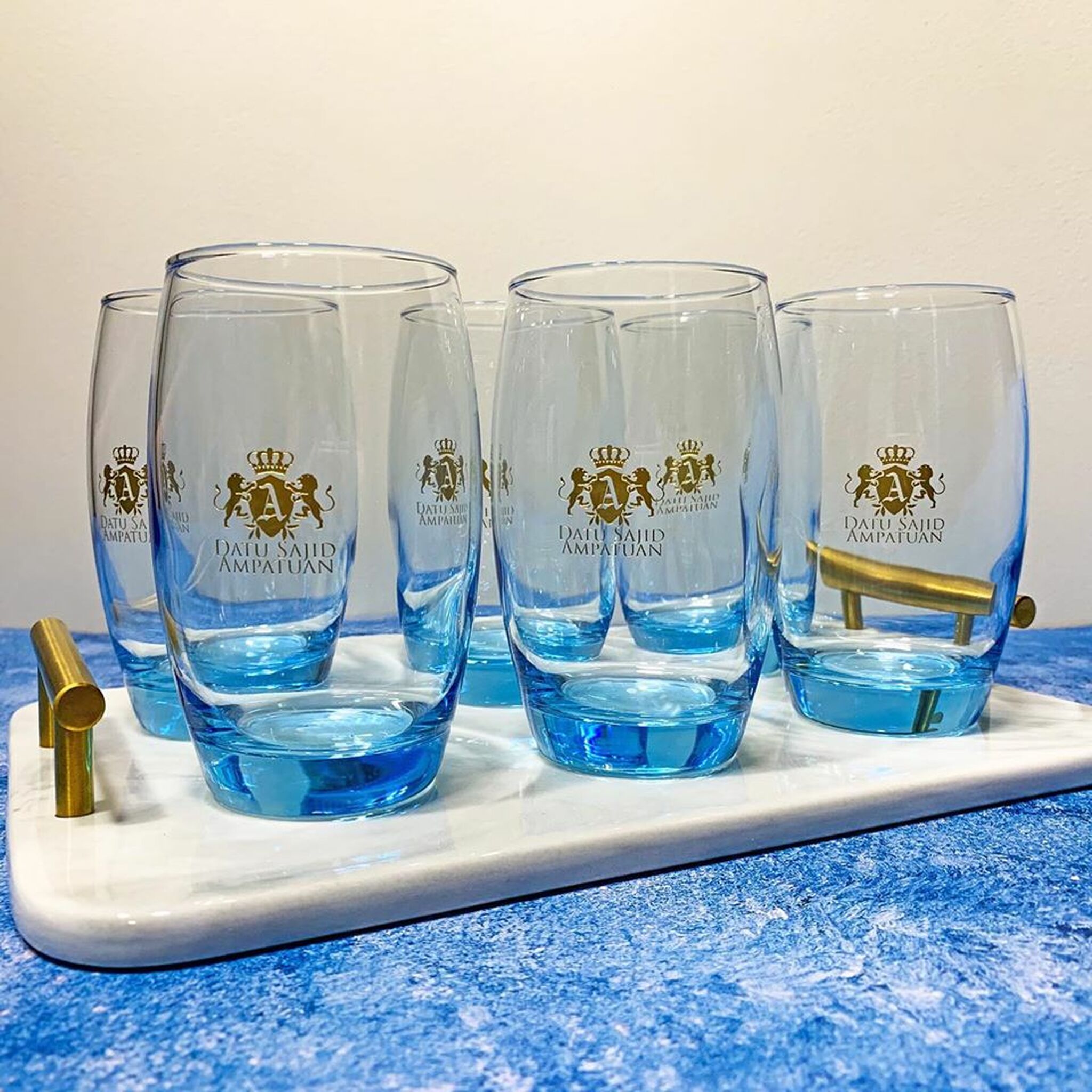 6pc Salto Pink Glass Set with Leather lined Flip Top Lid Box