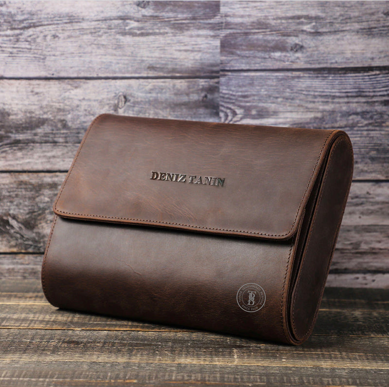 Genuine Leather Watch Roll 6 Slots