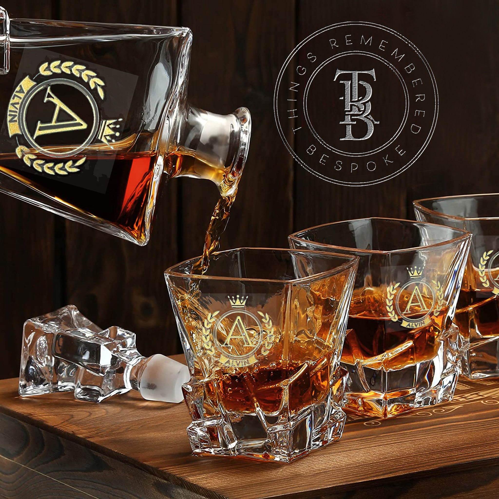 7pc Iceberg Crystal Decanter and Glass Set