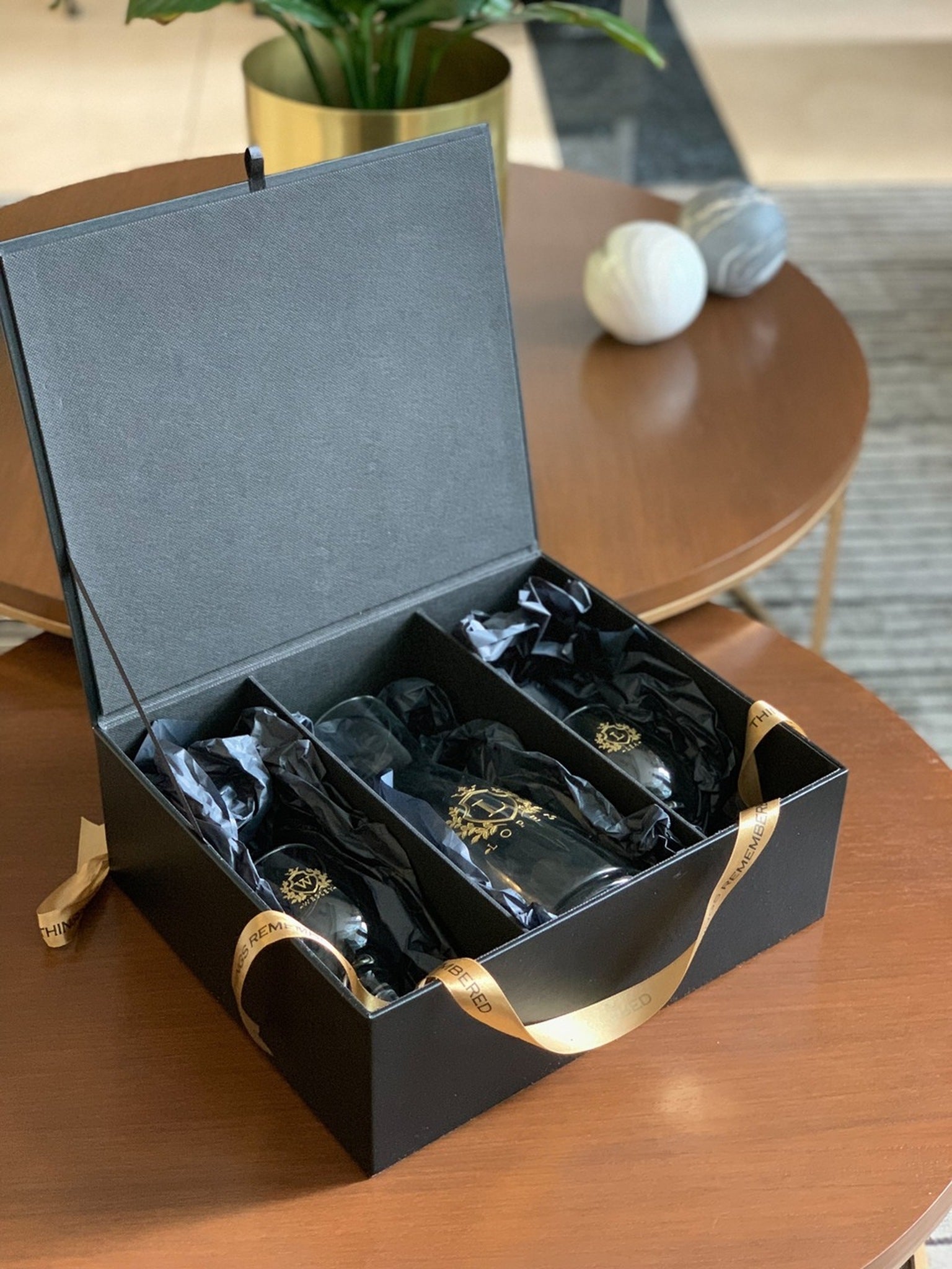 3pc Engraved Carafe and Goblet Set