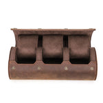 Genuine Leather 3-Slot Watch Roll