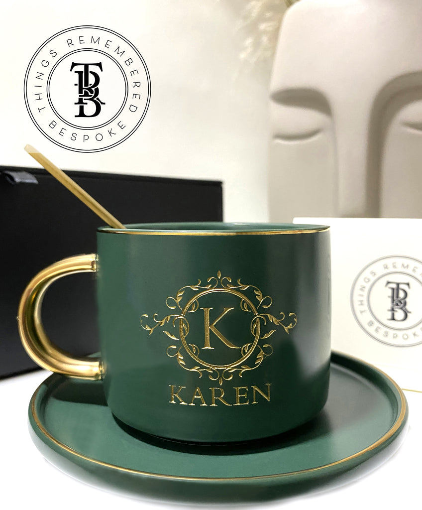 Morgan Cup and Saucer Set with Leather Box