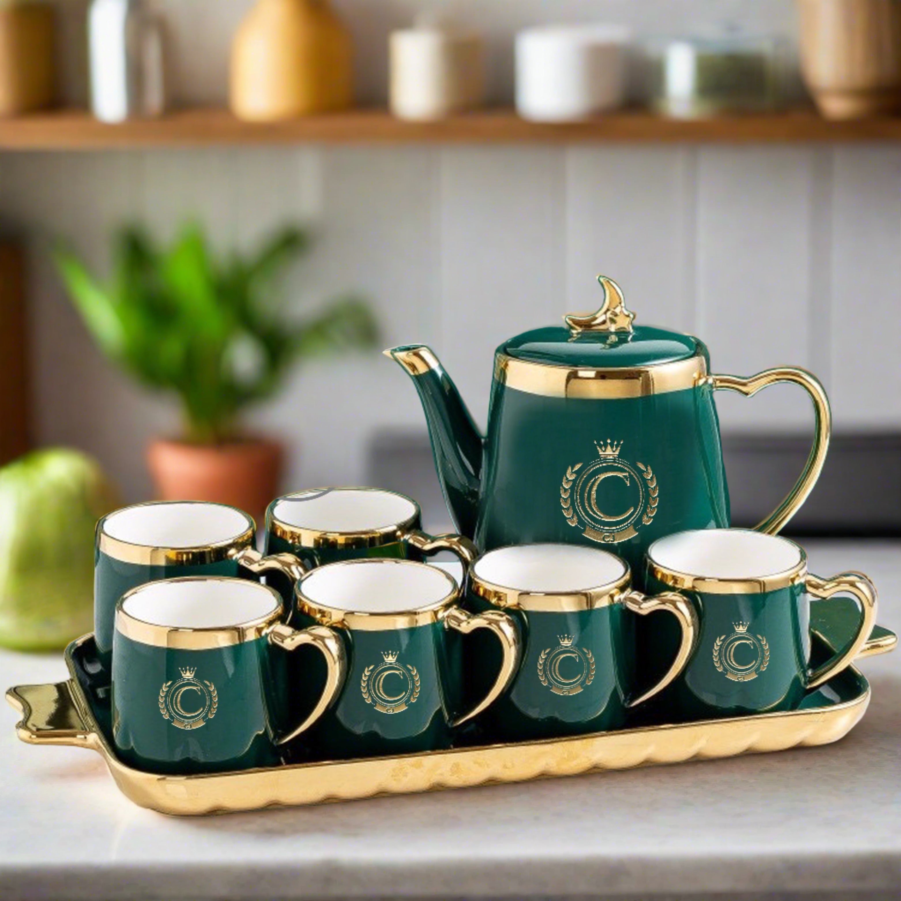 8pc Exquisite Tea Set with Tray