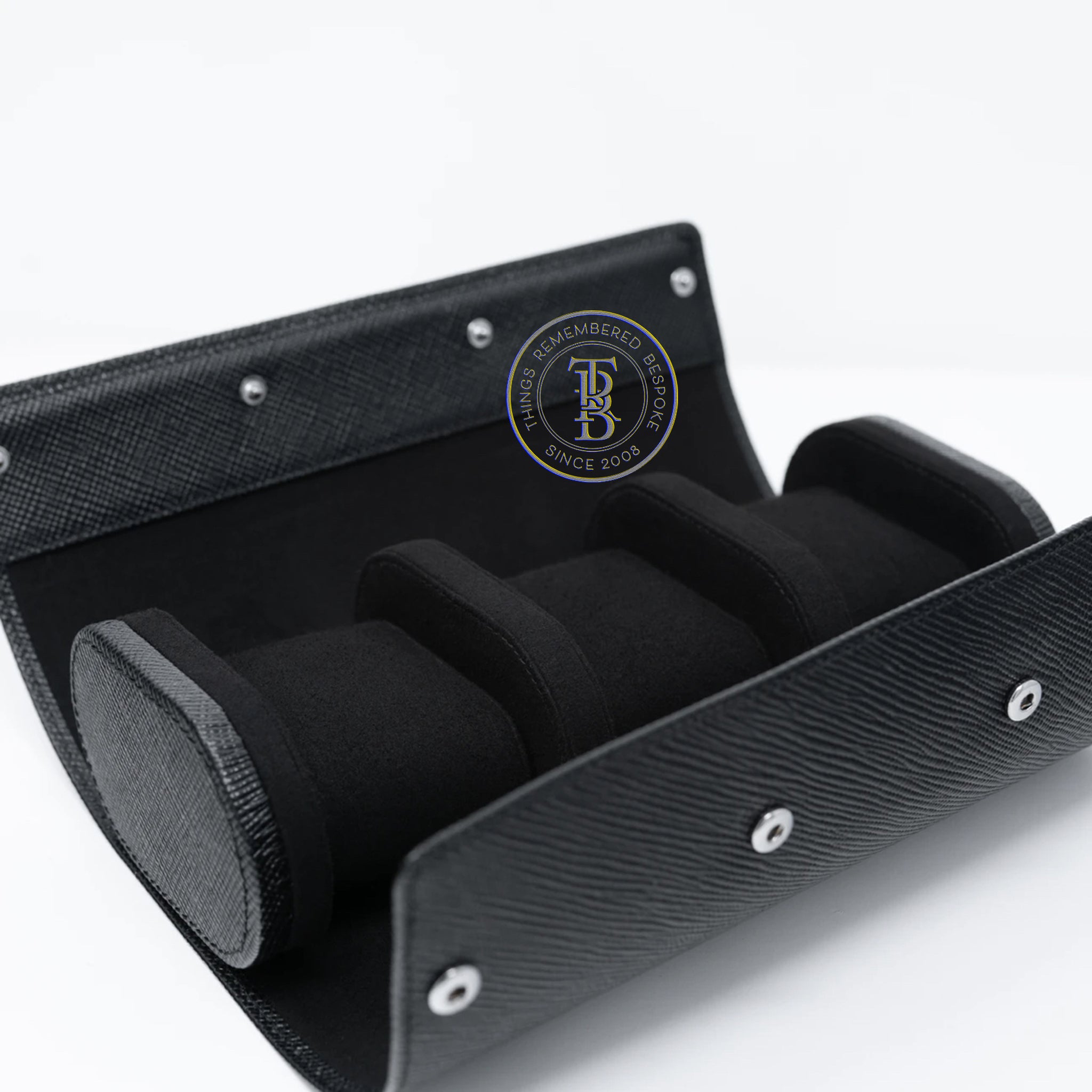 Genuine Leather 3-Slot Watch Roll