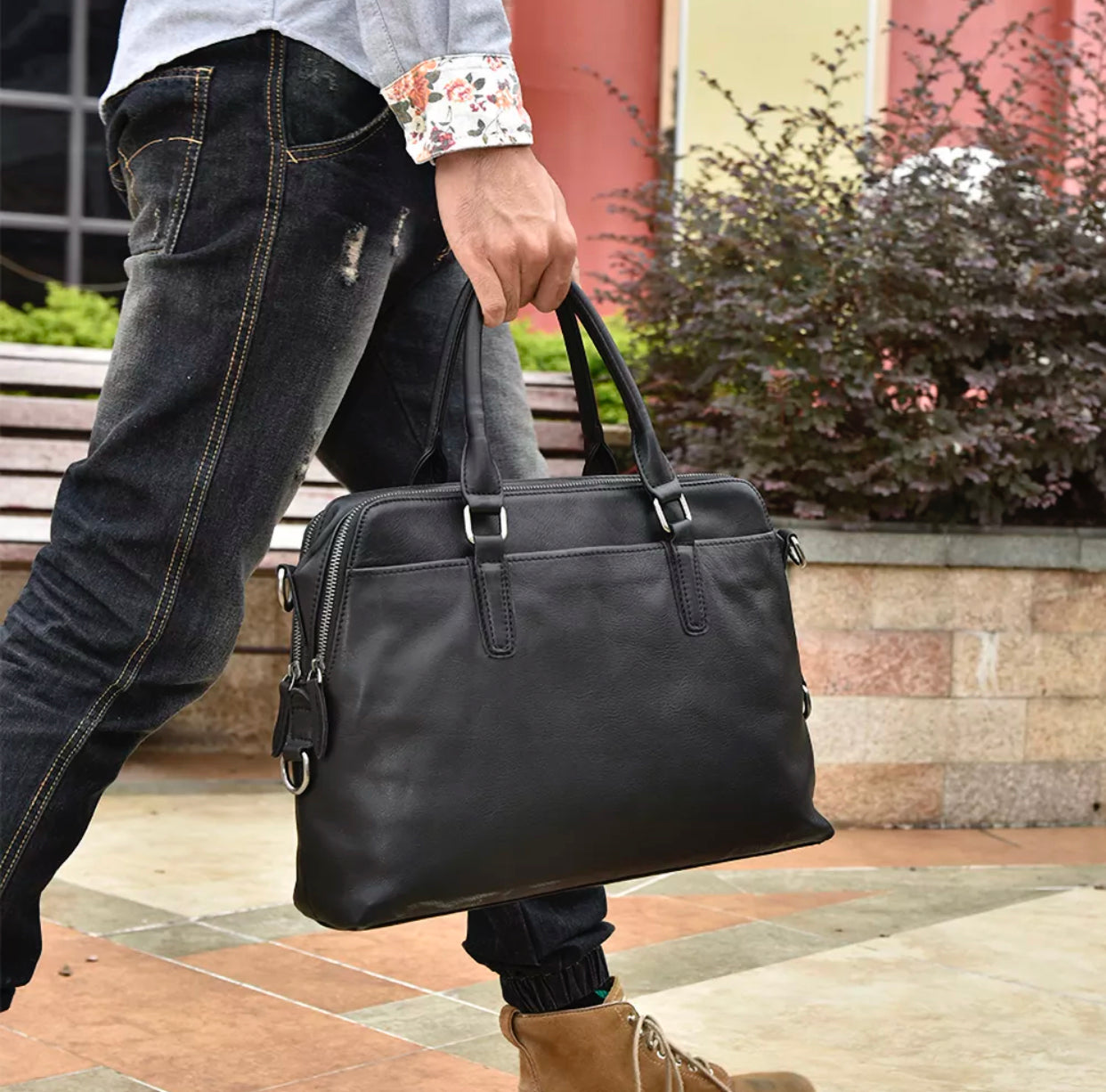 Mark Leather Messenger Briefcase