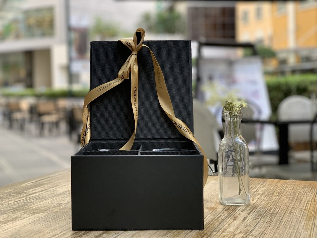 Set of Four Etched Scotch Glasses