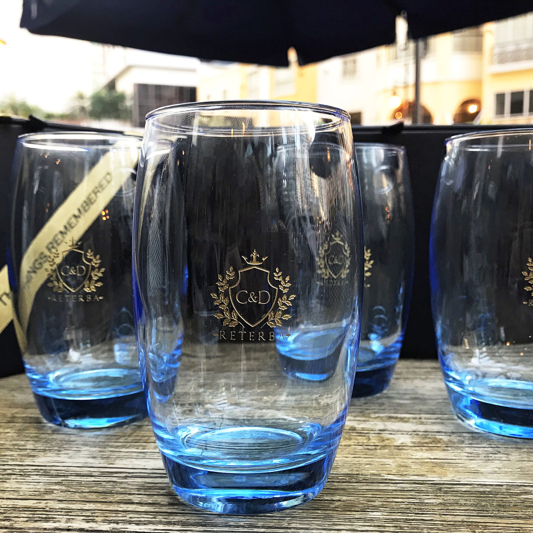 6pc Salto Pink Glass Set with Leather lined Flip Top Lid Box