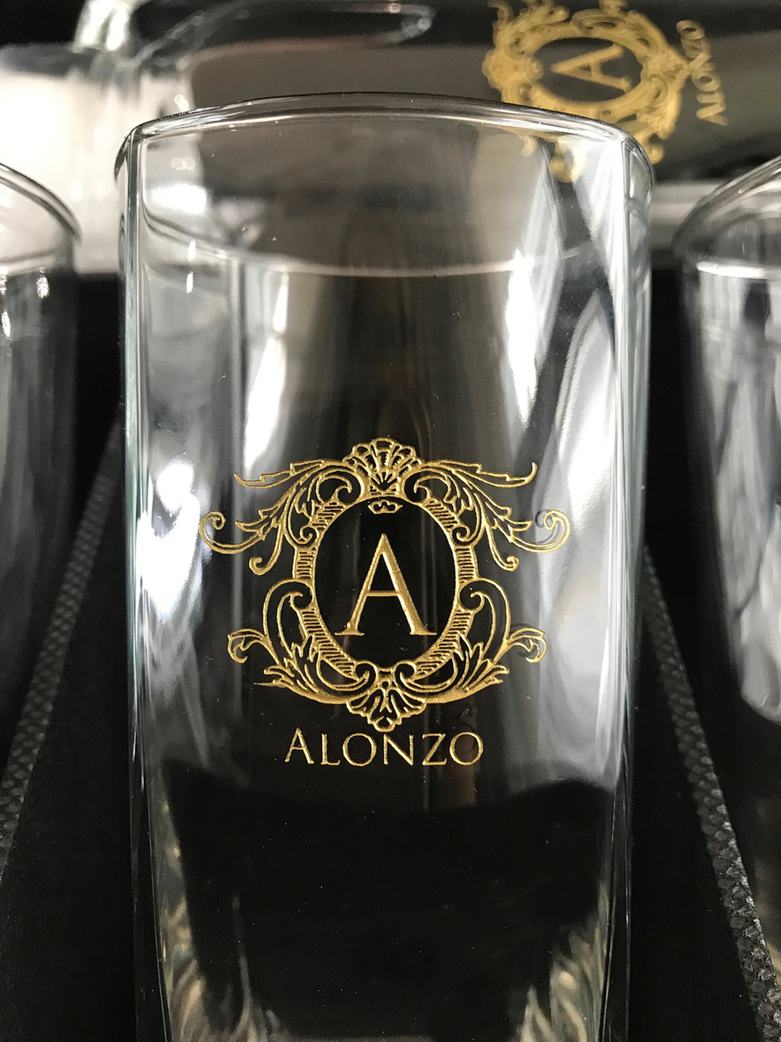 5pc Pitcher and Glass Set with Black Leather Flip Top Lid Box