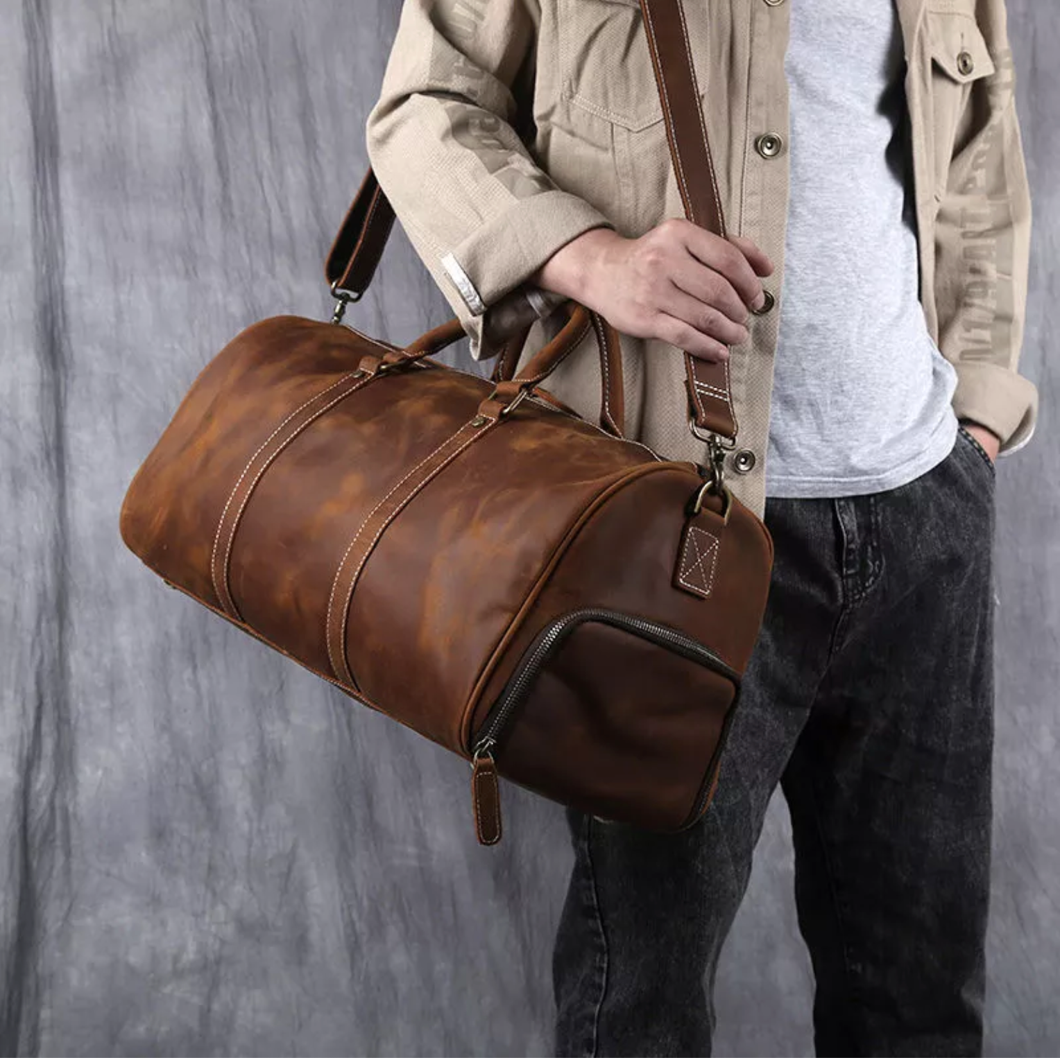 David Leather Weekender