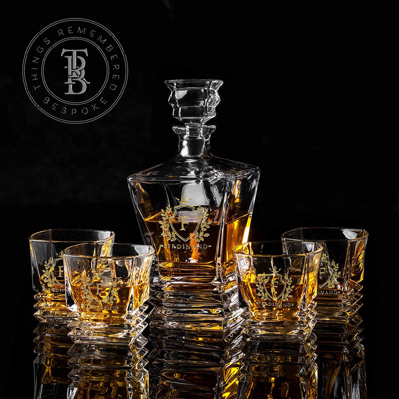 7pc Art Deco Crystal Decanter and Glass Set