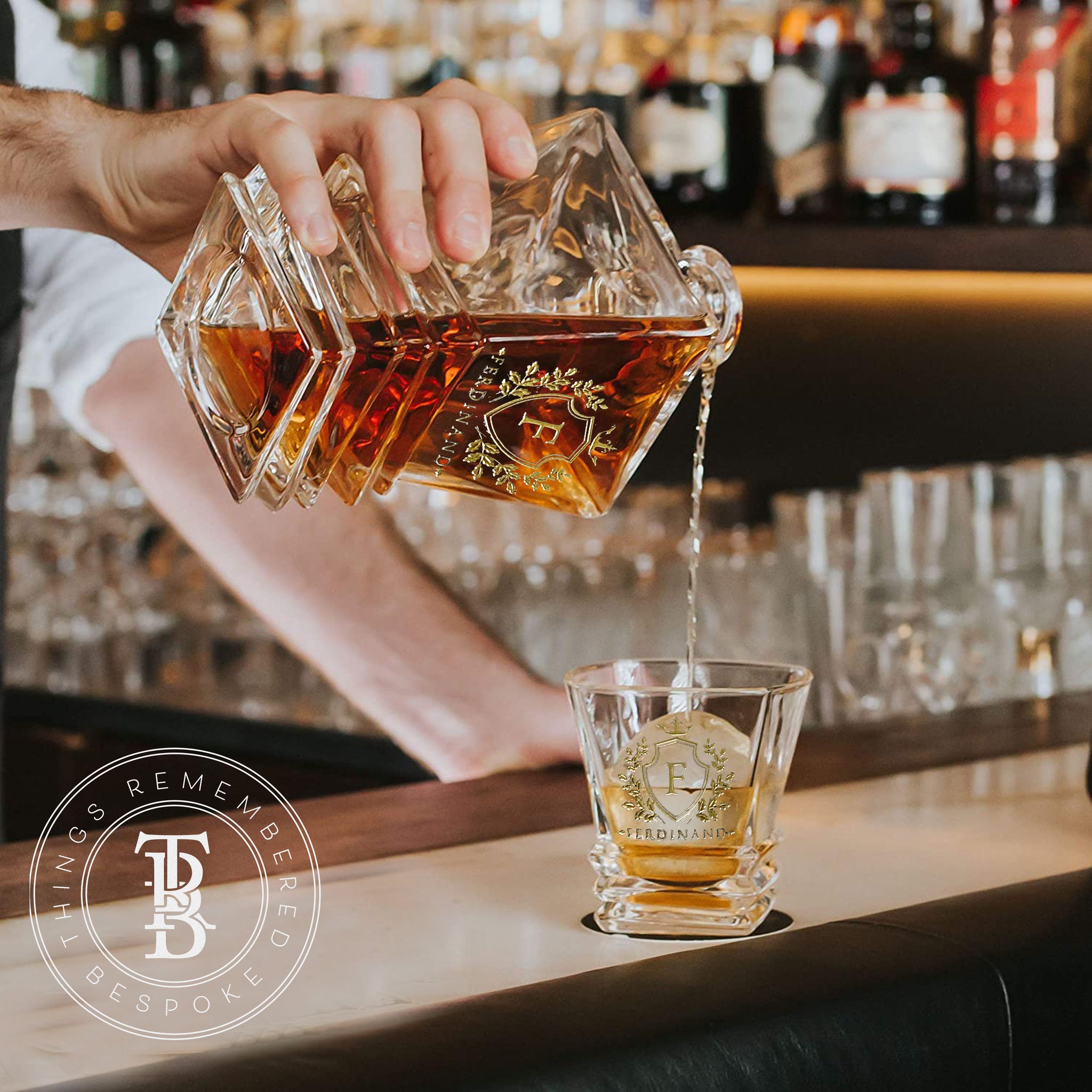 7pc Art Deco Crystal Decanter and Glass Set