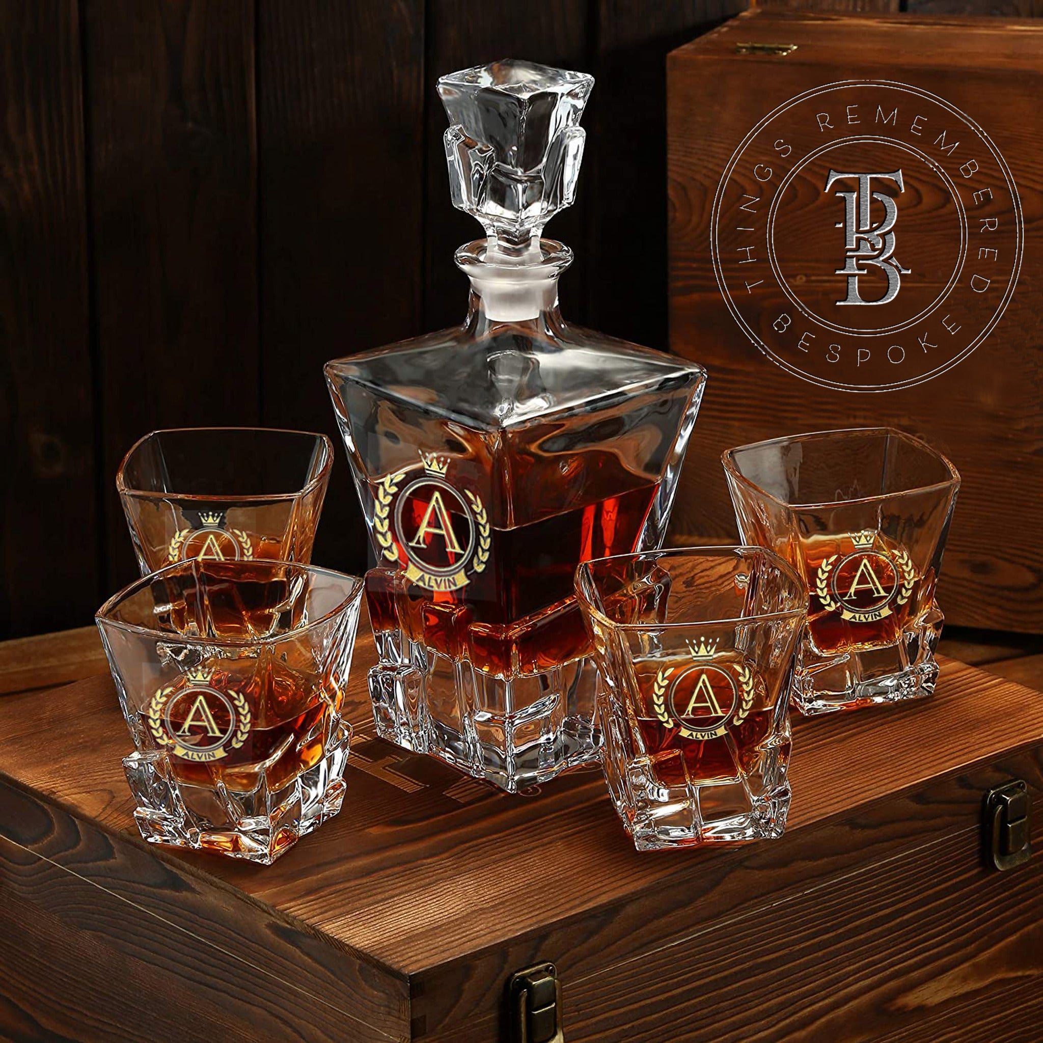 7pc Iceberg Crystal Decanter and Glass Set