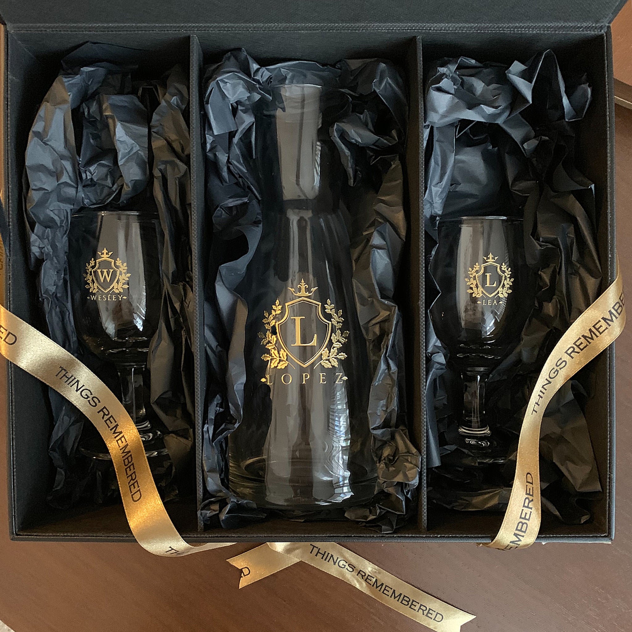 3pc Engraved Carafe and Goblet Set