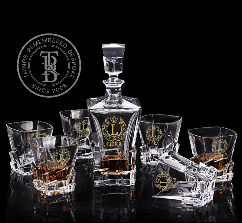 7pc Iceberg Crystal Decanter and Glass Set