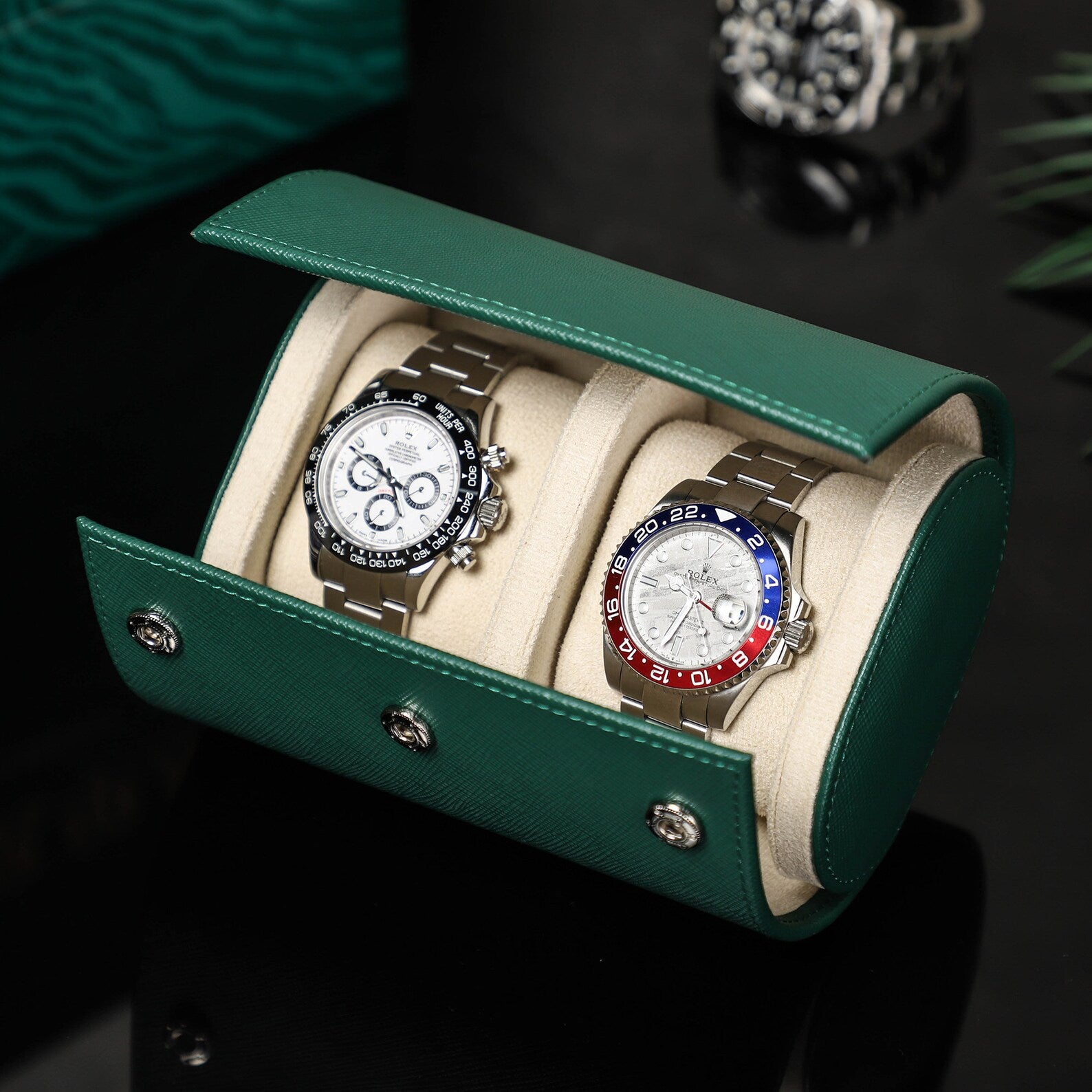 Monogrammed 2-Slot Watch Roll