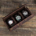Genuine Leather 3-Slot Watch Roll