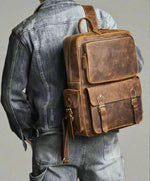 Multi Pocket Leather Backpack