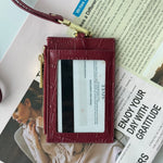 Saffiano Leather Lanyard with Card and Bill Holder