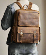 Multi Pocket Leather Backpack