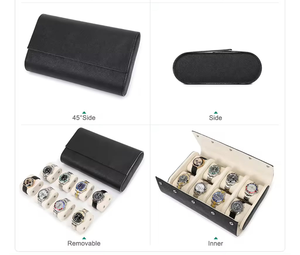 Genuine Leather Watch Roll 8 Slots