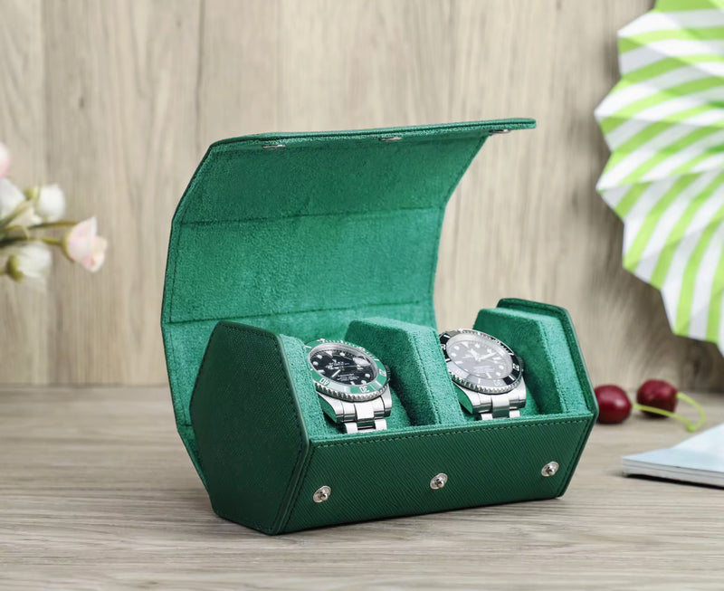 Monogrammed 2-Slot Watch Roll