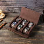 Genuine Leather Watch Roll 6 Slots