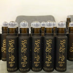 5pc Amber Frosted Etched Bottles with Roller Glide Fitments