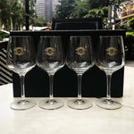 4pc White Wine Glasses 12oz with Black Leather Flip Top Lid Box