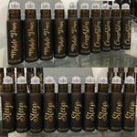 5pc Amber Frosted Etched Bottles with Roller Glide Fitments