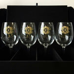 4pc Red Wine Glasses 20oz with Black Leather Flip Top Lid Box