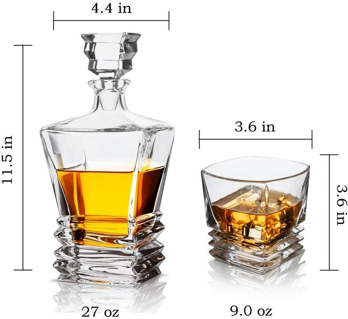 7pc Art Deco Crystal Decanter and Glass Set