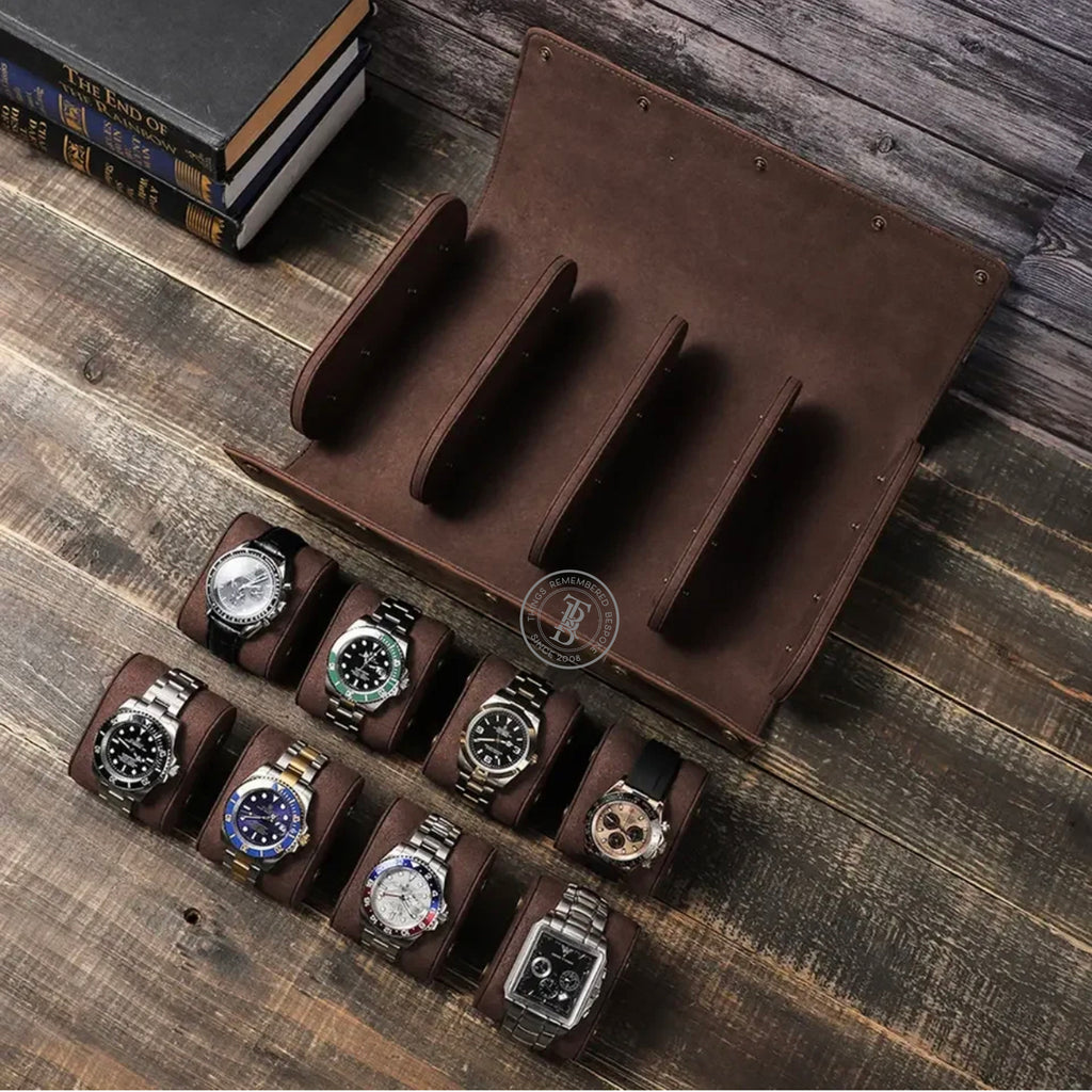 Genuine Leather Watch Roll 8 Slots
