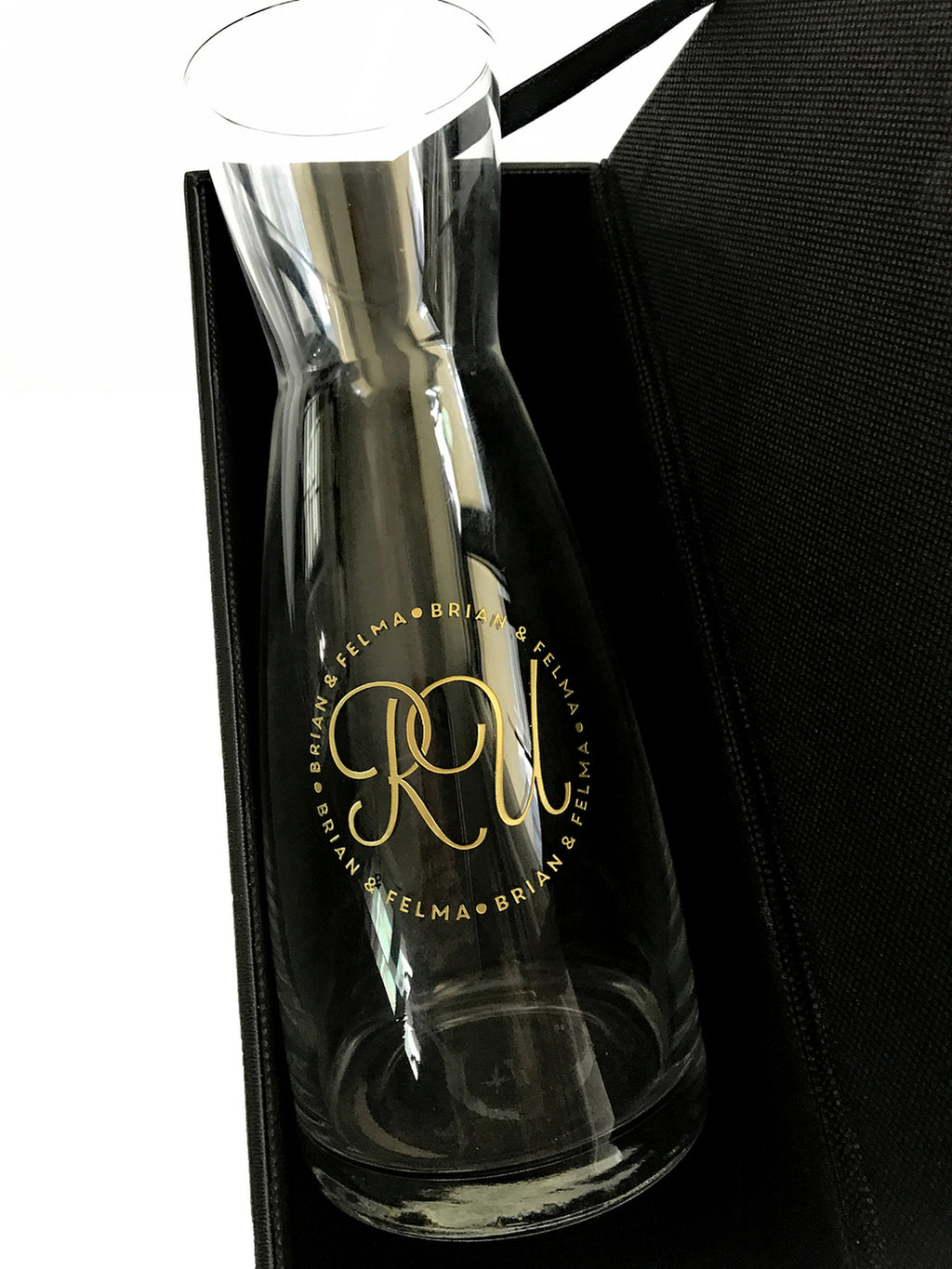 Carafe with Leather-Lined Flip Top Lid Box