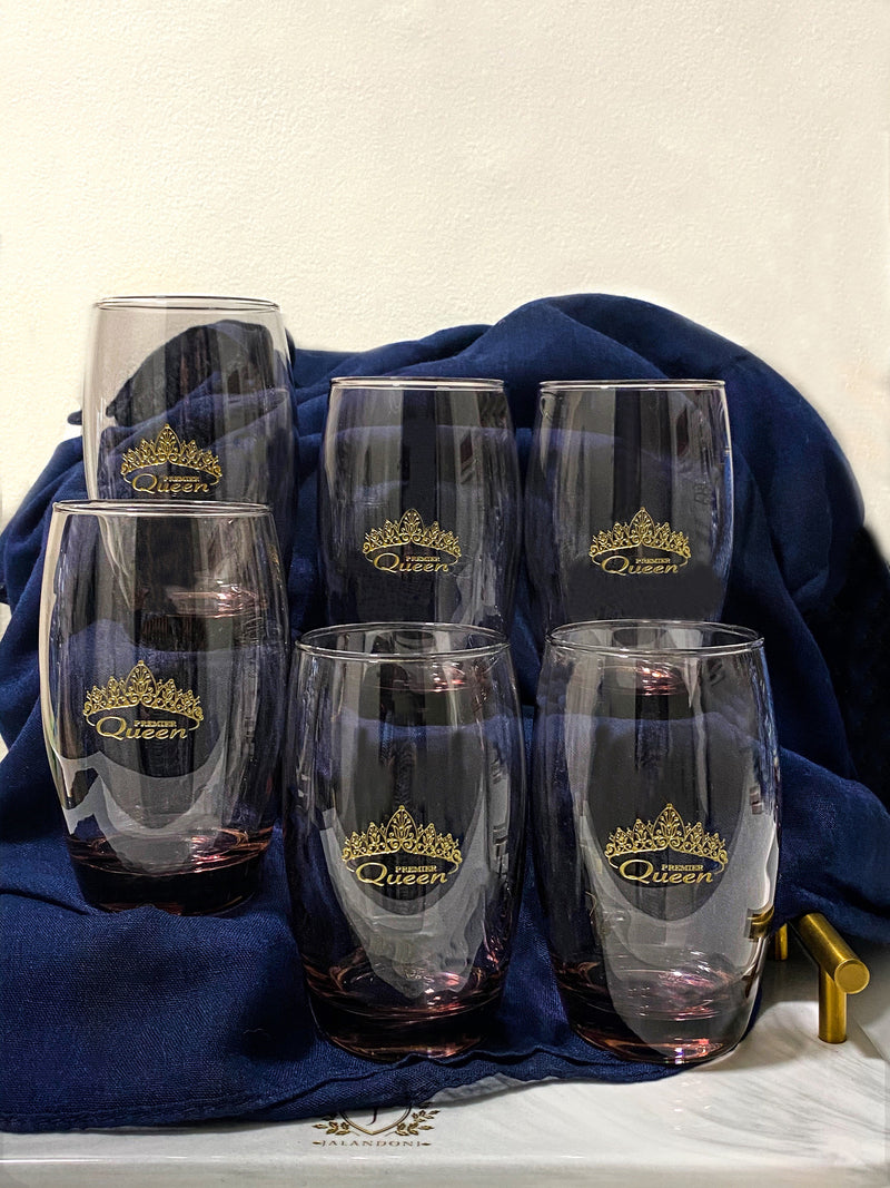 6pc Salto Pink Glass Set with Leather lined Flip Top Lid Box