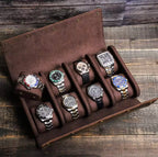 Genuine Leather Watch Roll 8 Slots