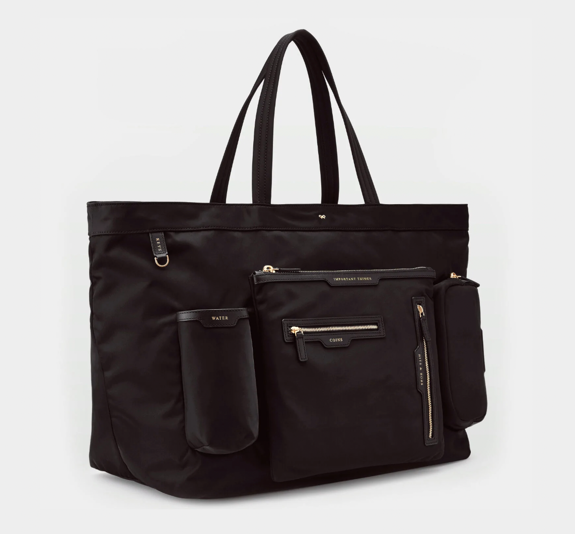 Nylon tote with shop pockets