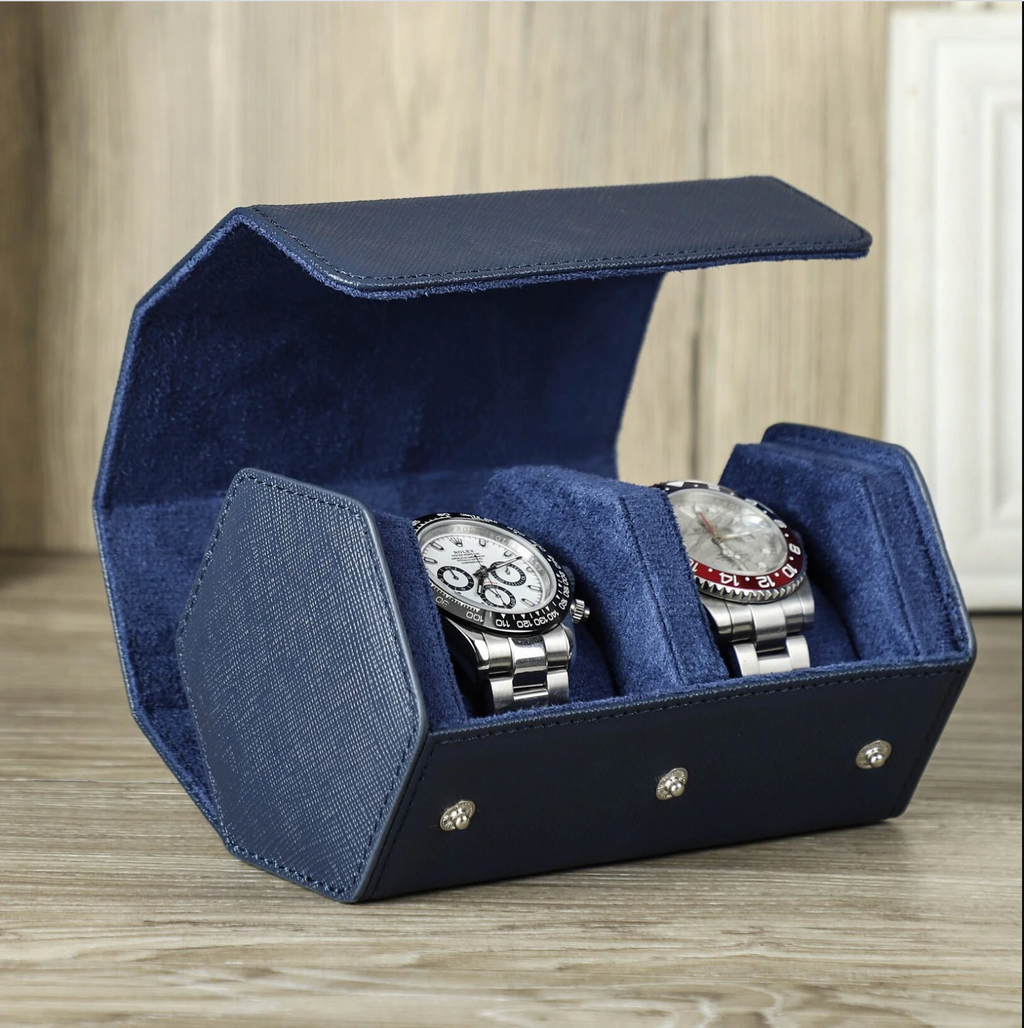 Monogrammed 2-Slot Watch Roll