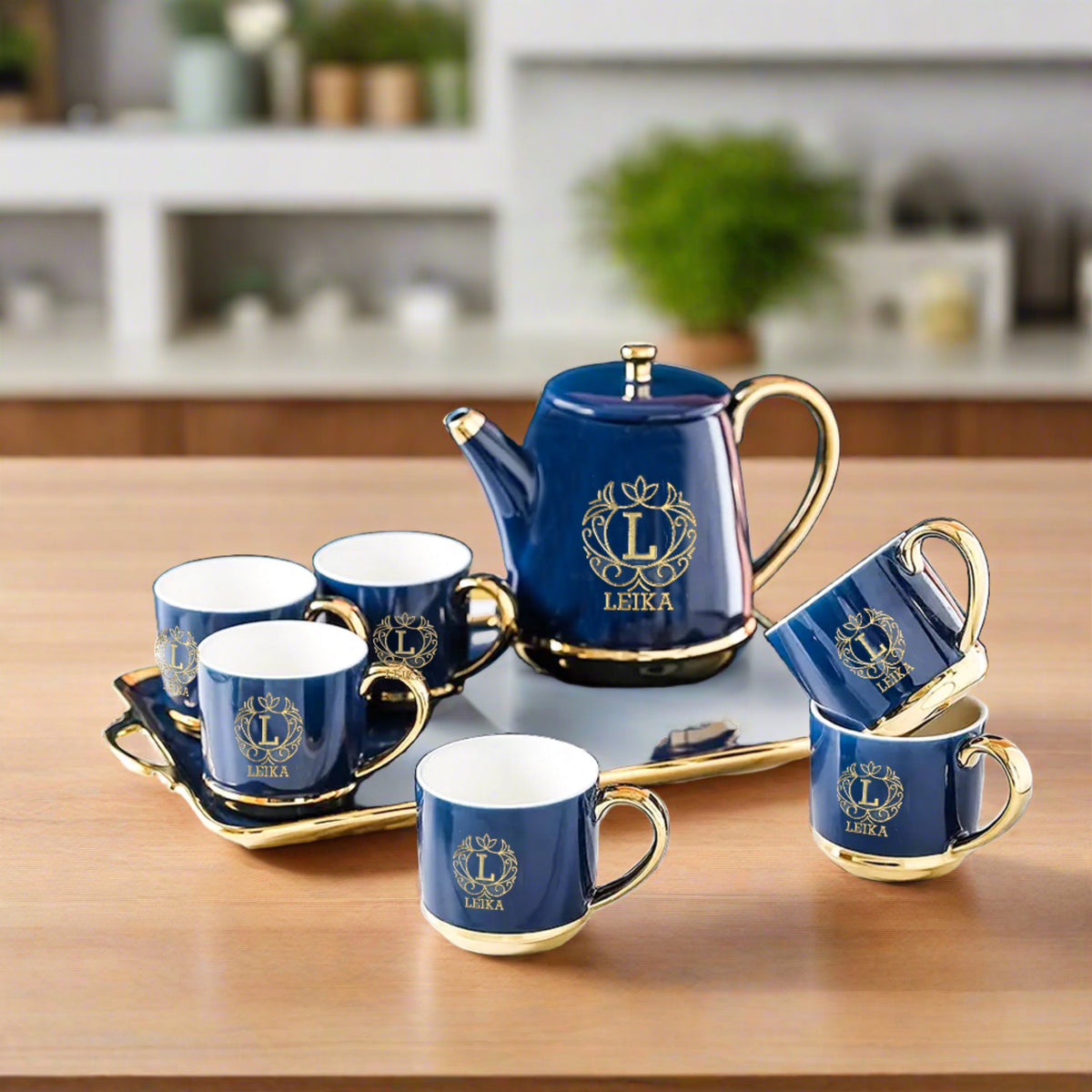 8pc Exquisite Tea Set with Tray