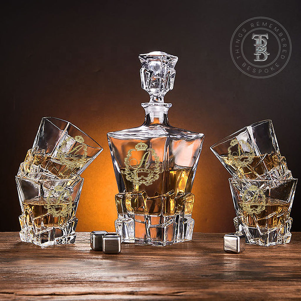 7pc Iceberg Crystal Decanter and Glass Set
