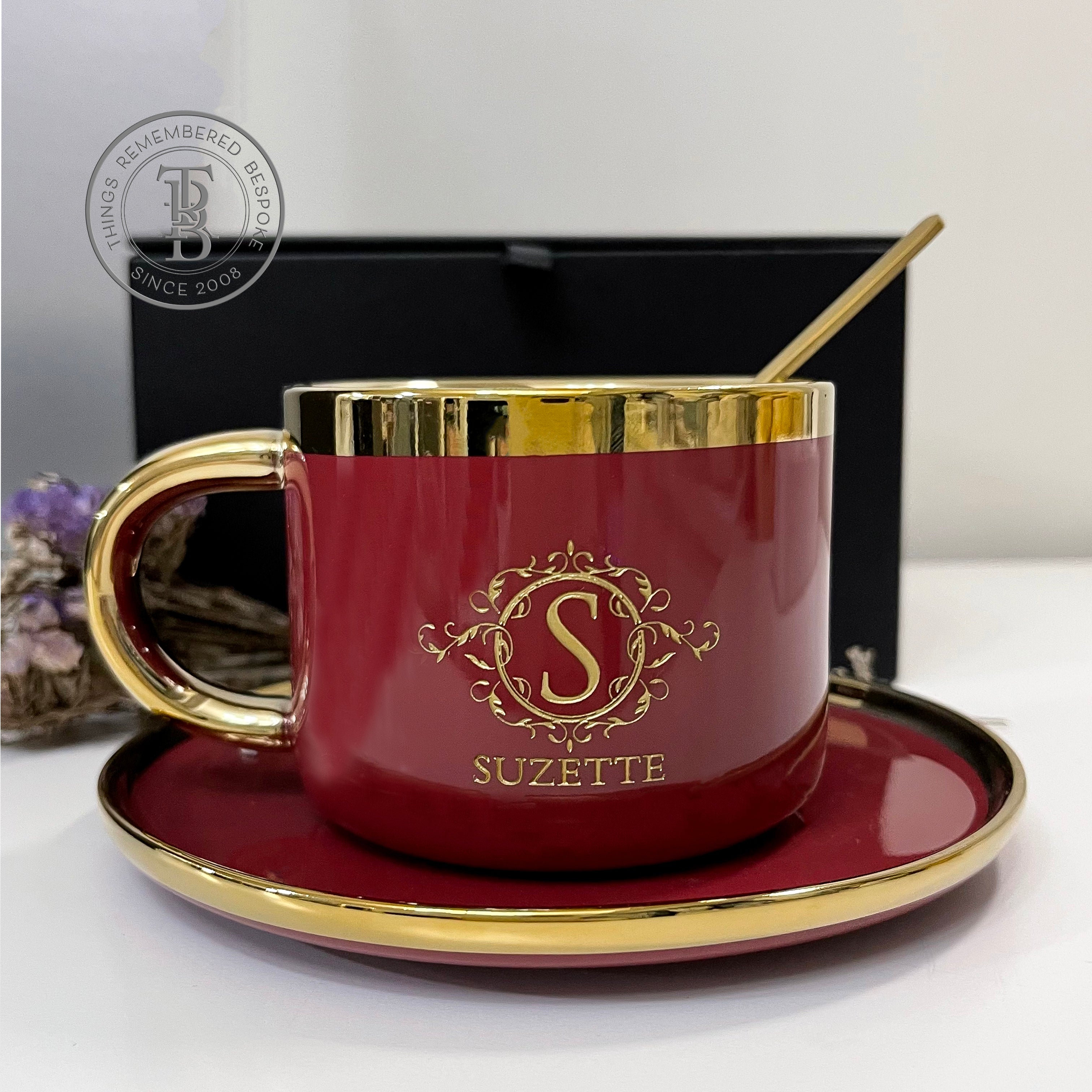 Morgan Cup and Saucer Set with Leather Box